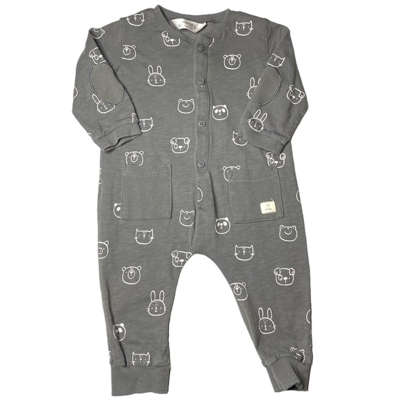 Mayoral Grey White Animal Romper Jumper Footless Sleeper Size 4-6M - Picture 1 of 5
